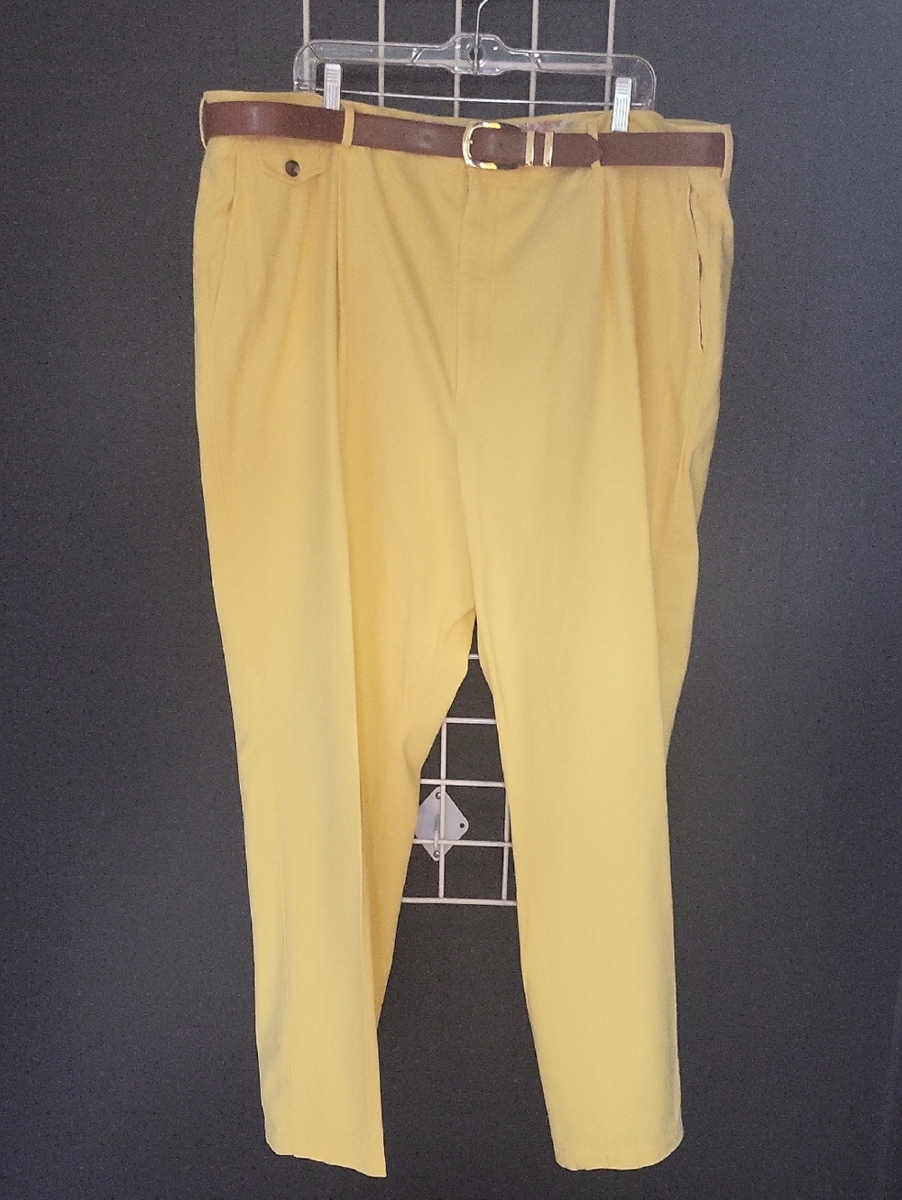 VTG. MEN'S Paul Fredrick Yellow Pleated Dress Pants, Size 46X42